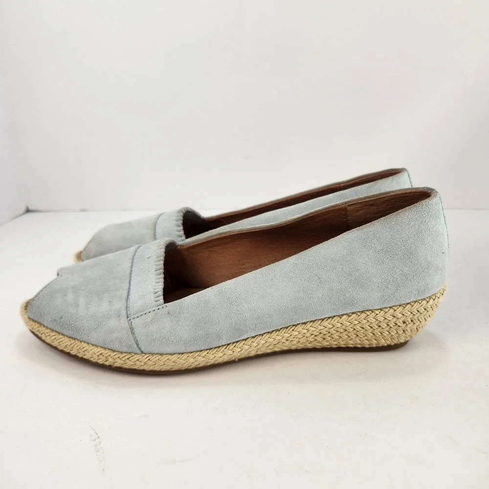 Gentle Souls‎ Lissa Ruffle A-Line Women's Pale Blue Espadrilles Peep Toe Size 8